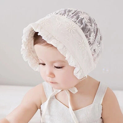 Baby Girl Fetal Cap, Children's All-Match Sunshade Hat, Lace Sun Basin Hat, Autumn Princess Fisherman Hat - Cindi Book