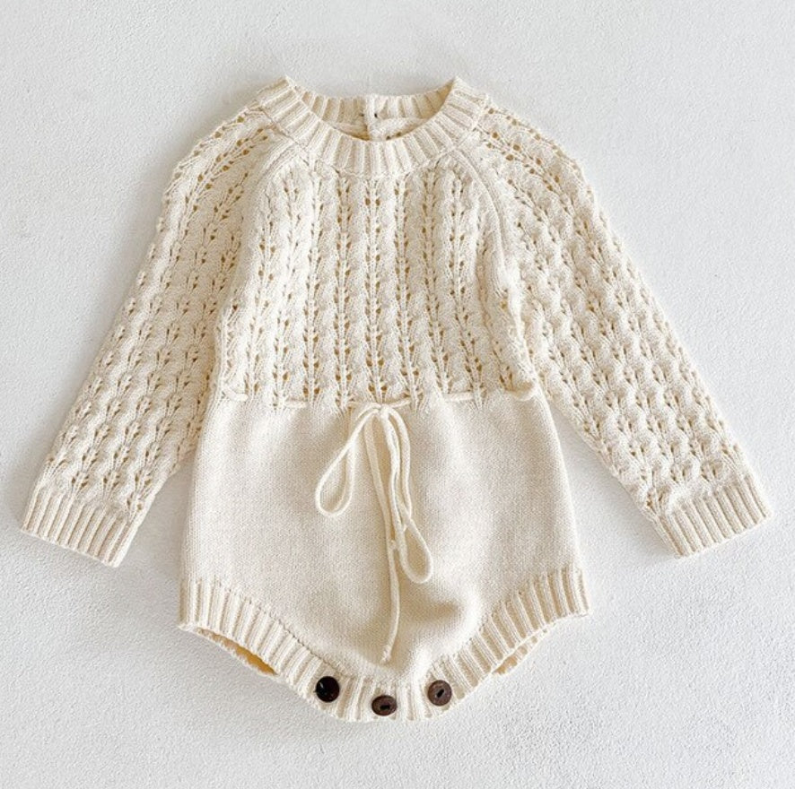 Girl Baby Knitted Hollow Waist Girdle Long Sleeves Harpy Dress Triangle - Cindi Book