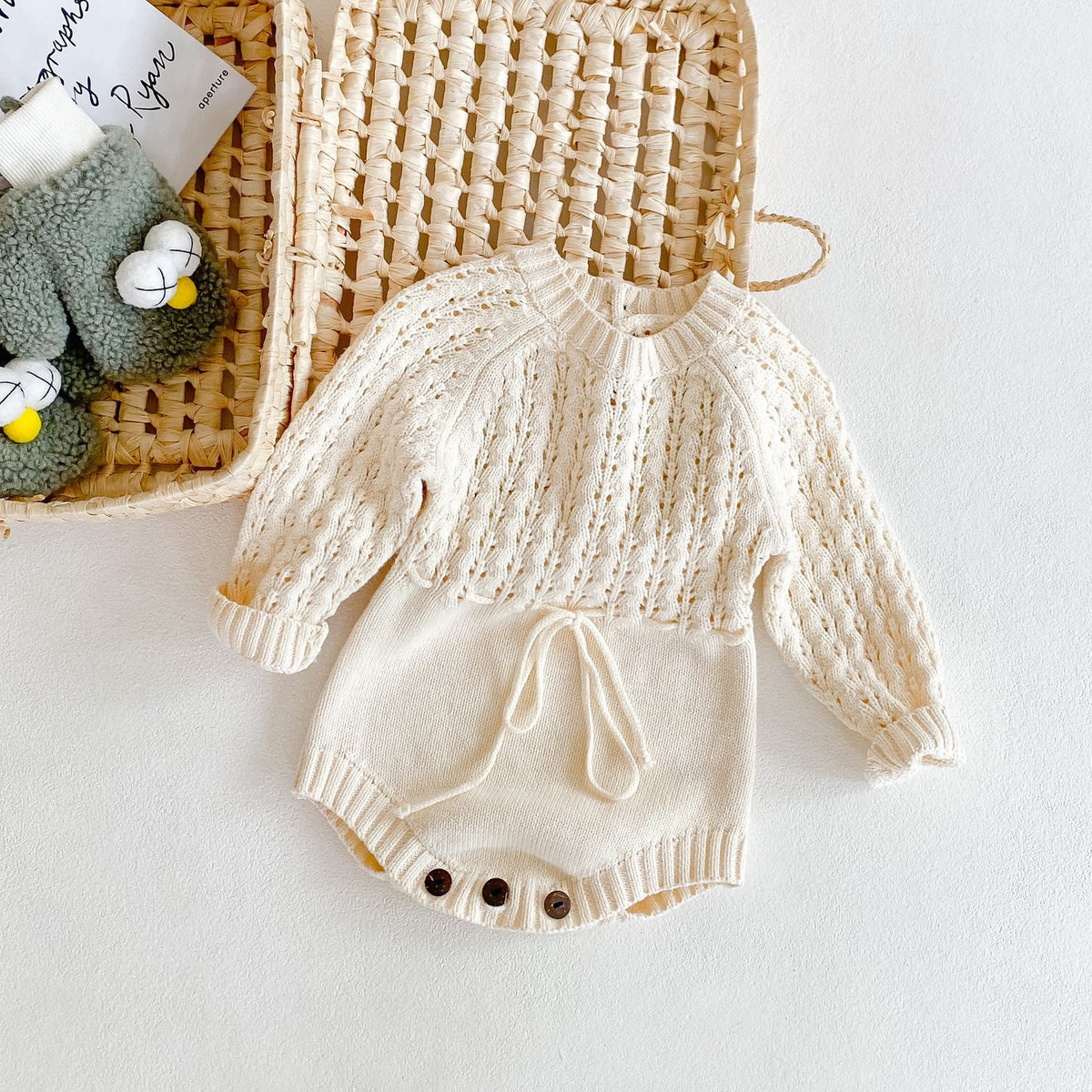 Girl Baby Knitted Hollow Waist Girdle Long Sleeves Harpy Dress Triangle - Cindi Book
