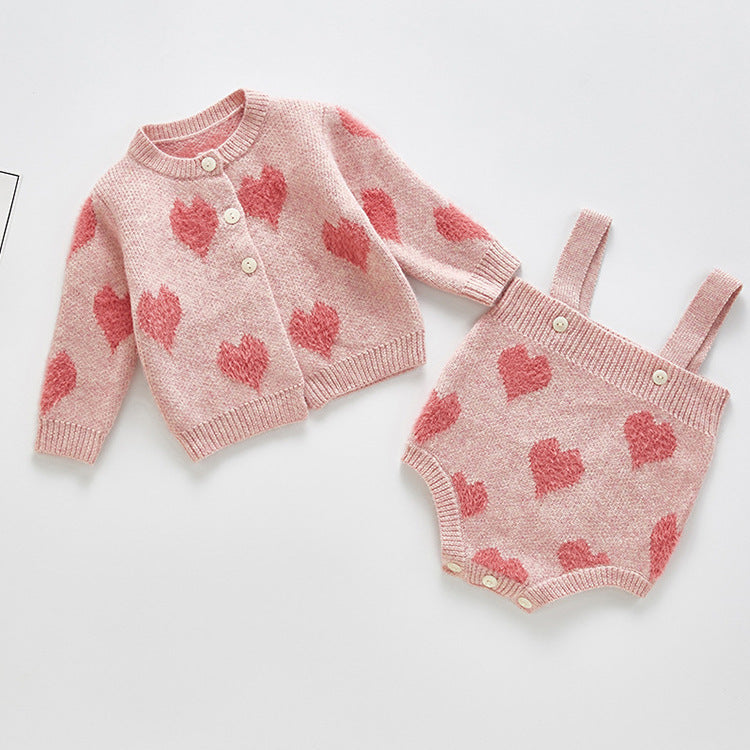 2-piece Knitted Cardigan Jacket With Straps - Cindi Book