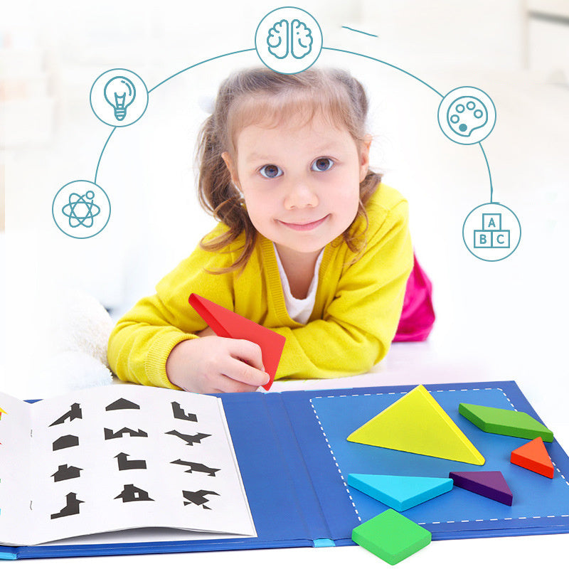 Children's Wooden Magnetic Tangram Educational Toy - Cindi Book