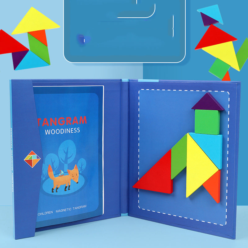 Children's Wooden Magnetic Tangram Educational Toy - Cindi Book