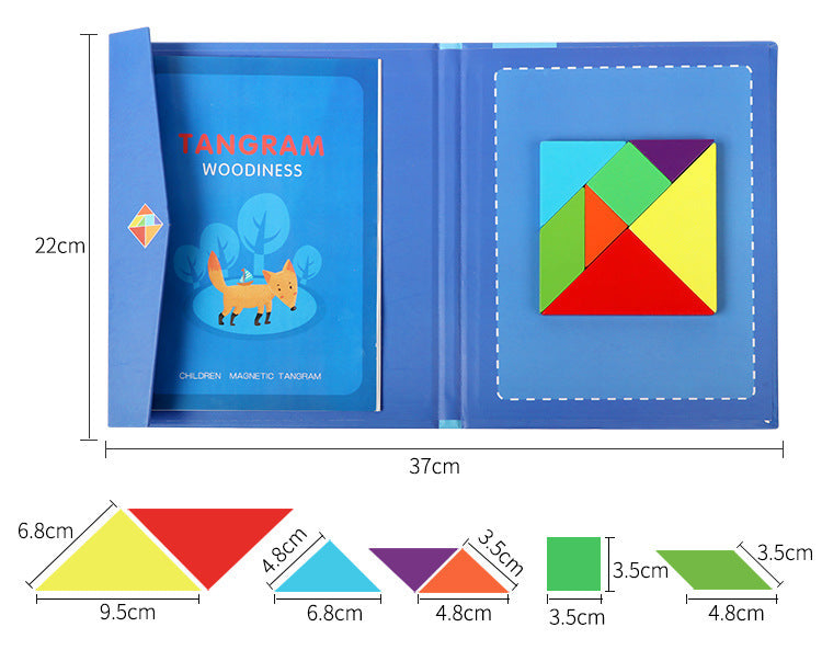 Children's Wooden Magnetic Tangram Educational Toy - Cindi Book