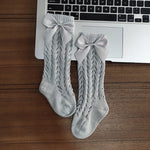 Cute Girls Knee High Socks Bows Cotton Breathable Soft Children Socks Hollow Out Non-slip Newborn Infant Long Socks - Cindi Book