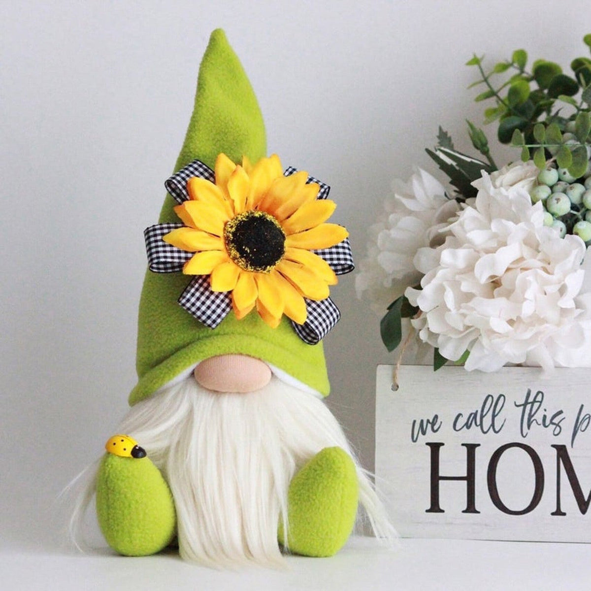 Sunflower Bumble Bee Striped Gnome Scandinavian Honey Bee Elfs Home Decorative Plush Doll Figurines Faceless Doll Ornament - Cindi Book