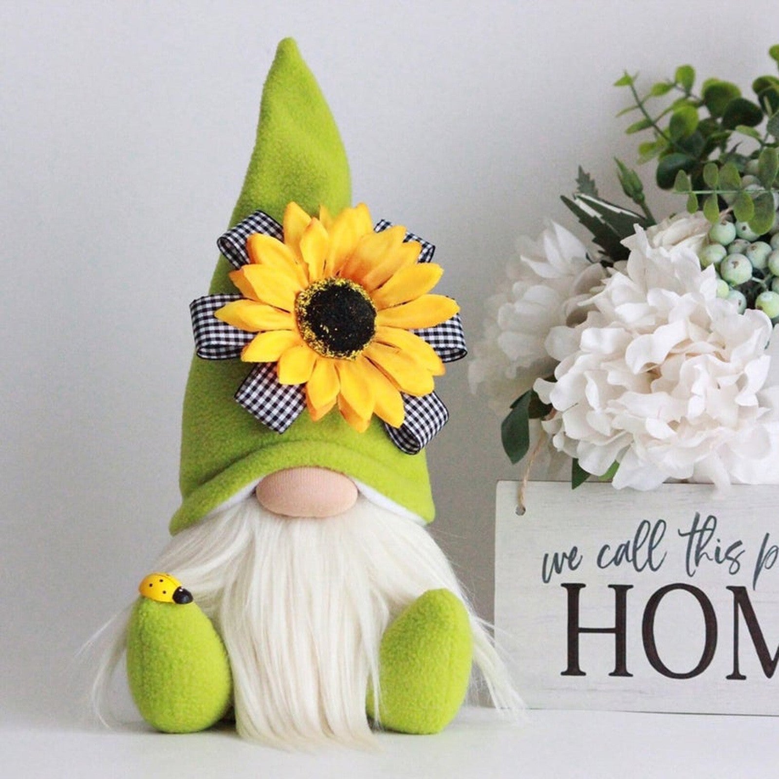 Sunflower Bumble Bee Striped Gnome Scandinavian Honey Bee Elfs Home Decorative Plush Doll Figurines Faceless Doll Ornament - Cindi Book