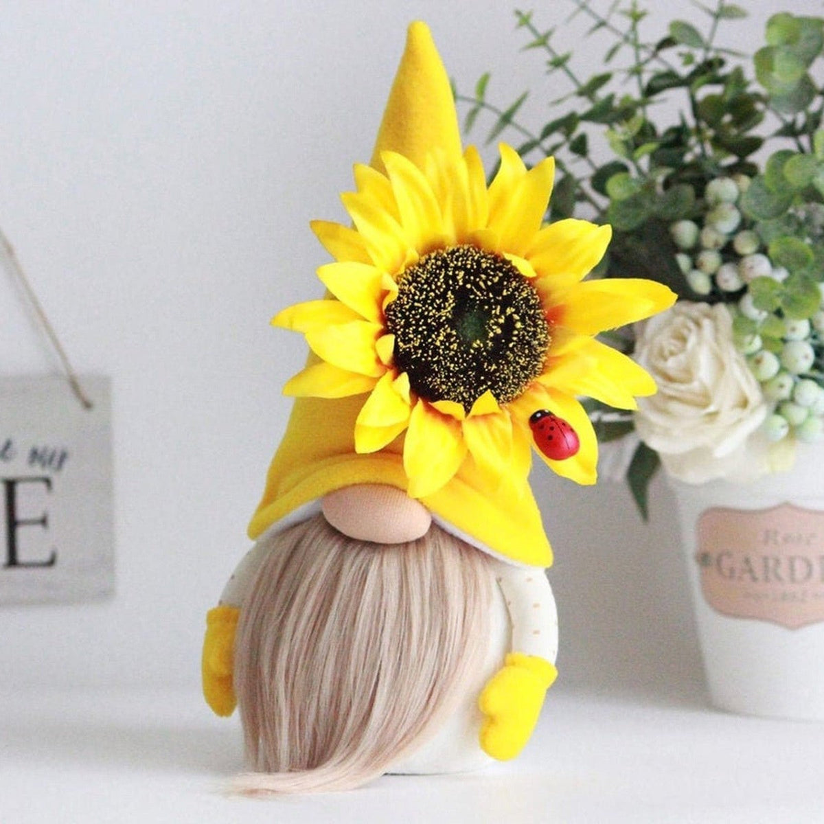 Sunflower Bumble Bee Striped Gnome Scandinavian Honey Bee Elfs Home Decorative Plush Doll Figurines Faceless Doll Ornament - Cindi Book