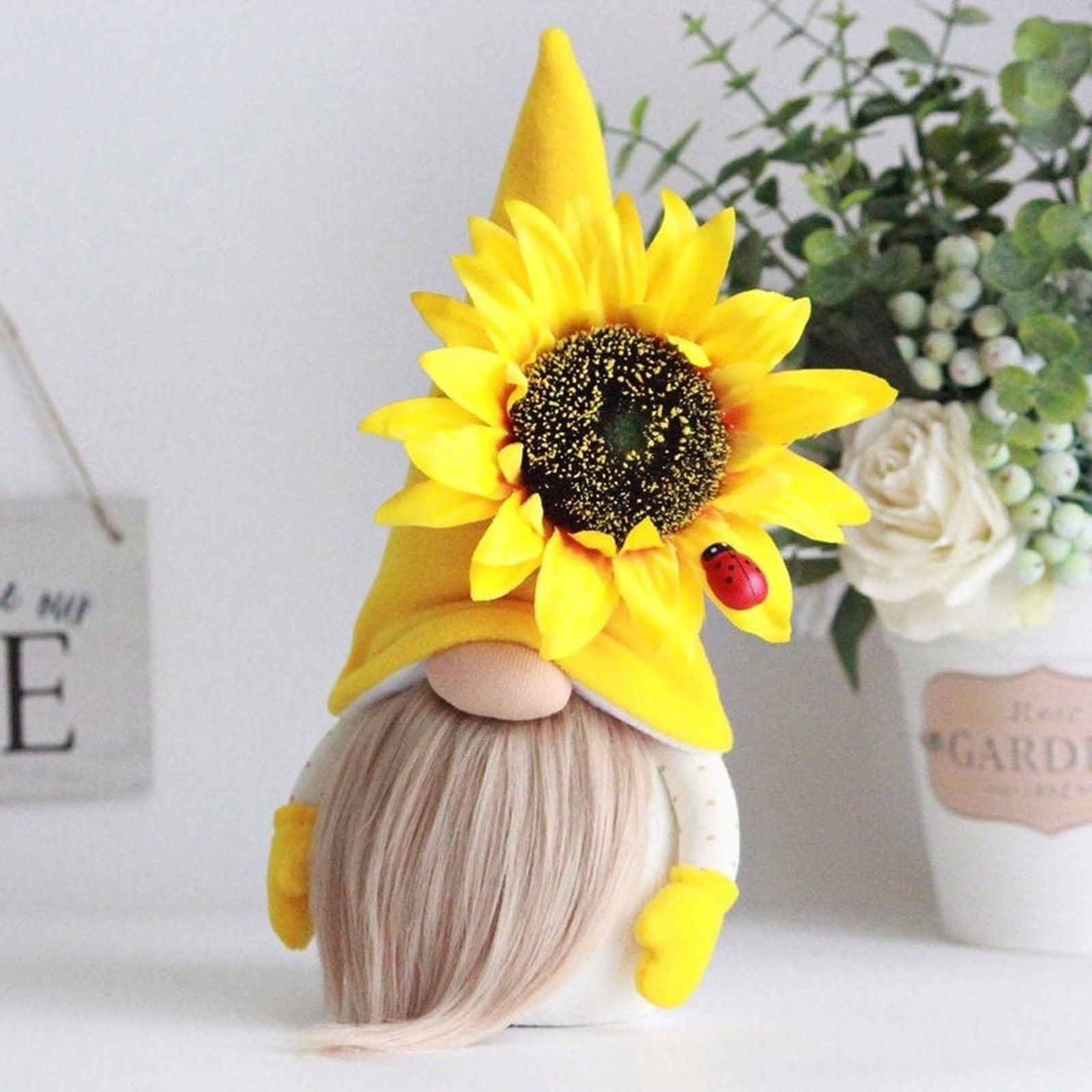 Sunflower Bumble Bee Striped Gnome Scandinavian Honey Bee Elfs Home Decorative Plush Doll Figurines Faceless Doll Ornament - Cindi Book