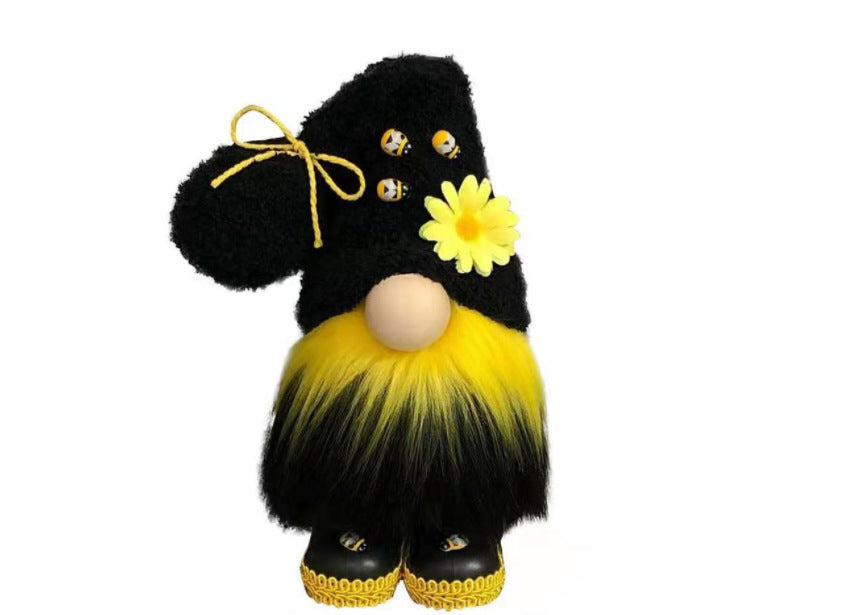 Sunflower Bumble Bee Striped Gnome Scandinavian Honey Bee Elfs Home Decorative Plush Doll Figurines Faceless Doll Ornament - Cindi Book