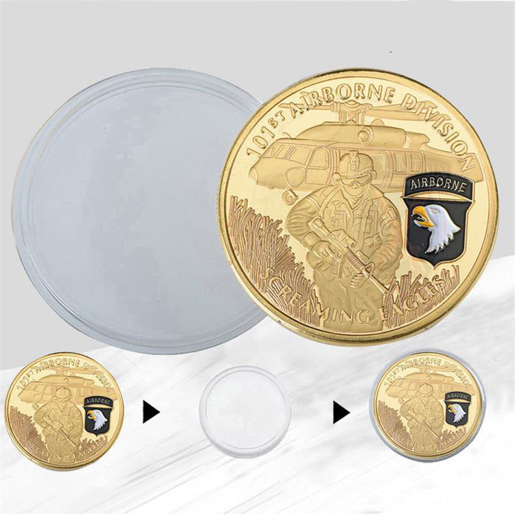 United States Screaming Army 101st Airborne Division Gold Plated Souvenir Coin - Cindi Book
