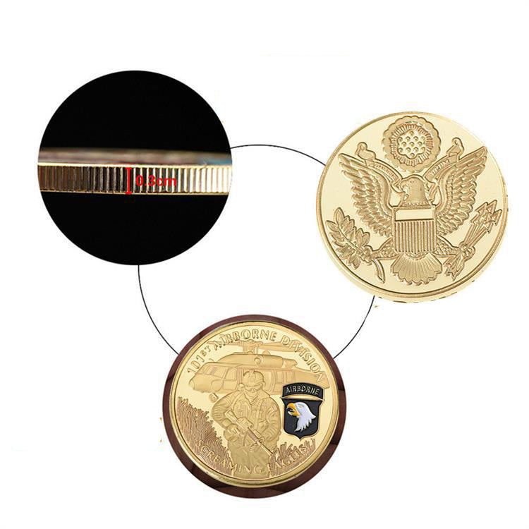 United States Screaming Army 101st Airborne Division Gold Plated Souvenir Coin - Cindi Book