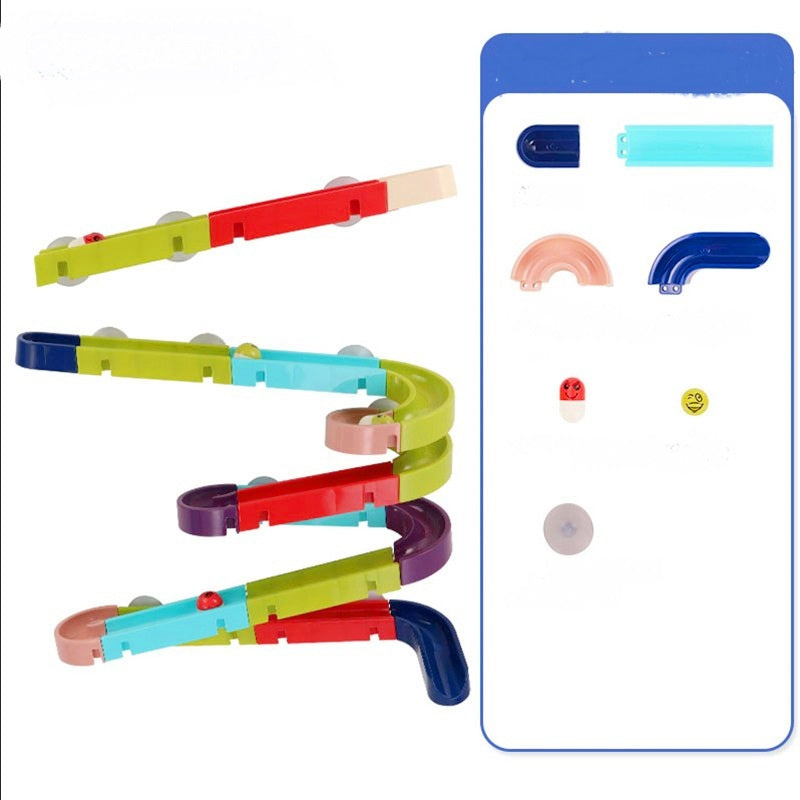 DIY Baby Bath Toys Wall Suction Cup Marble Race Run Track Bathroom Bathtub Kids Play Water Games Toy Set - Cindi Book
