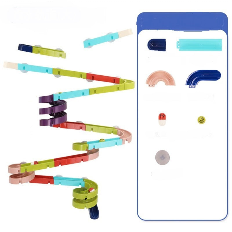 DIY Baby Bath Toys Wall Suction Cup Marble Race Run Track Bathroom Bathtub Kids Play Water Games Toy Set - Cindi Book