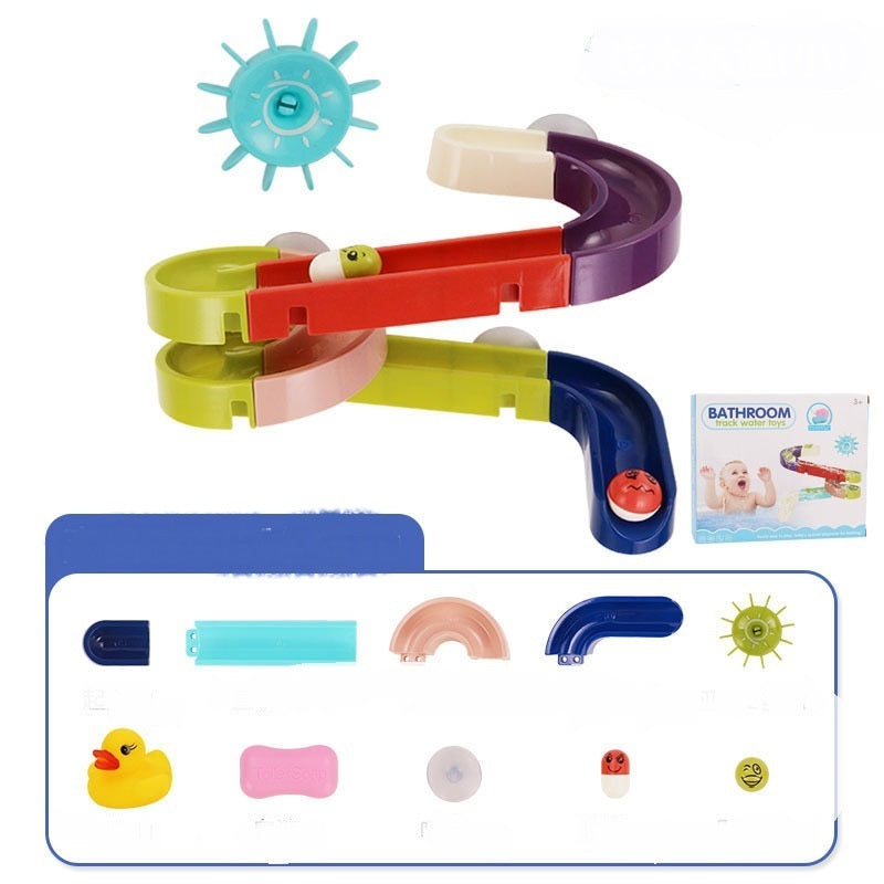 DIY Baby Bath Toys Wall Suction Cup Marble Race Run Track Bathroom Bathtub Kids Play Water Games Toy Set - Cindi Book