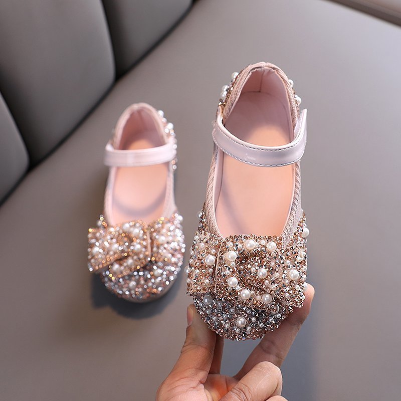 Girls' Leather Shoes Spring And Autumn Style Single Shoes Rhinestone Princess Shoes Performance Shoes - Cindi Book