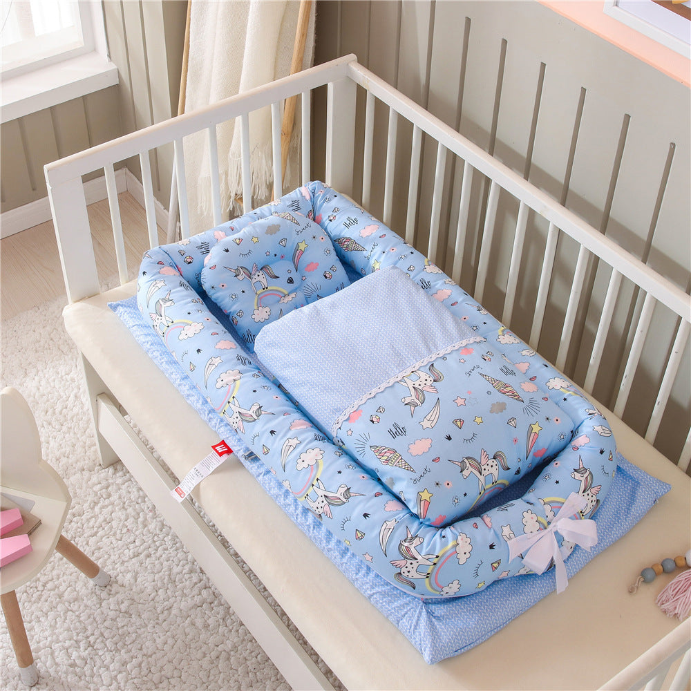 Crib Anti-pressure Newborn Foldable Portable Crib Middle Bed Baby Infant Mattress Bionic Travel Bed - Cindi Book