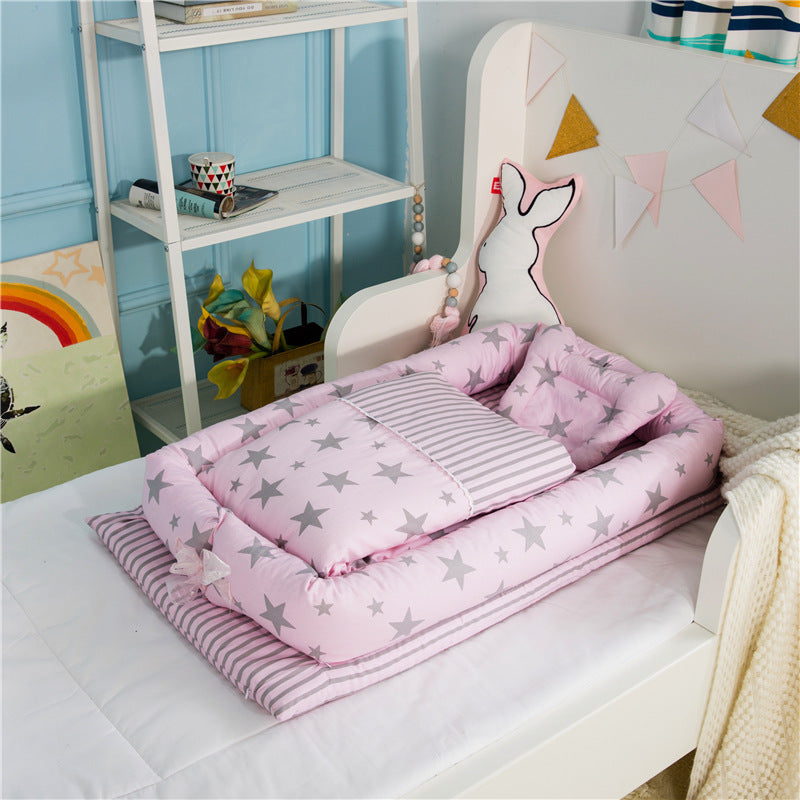 Crib Anti-pressure Newborn Foldable Portable Crib Middle Bed Baby Infant Mattress Bionic Travel Bed - Cindi Book