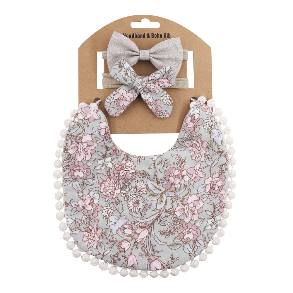 Linen Cotton Solid Color Printing Children Double-Sided Bib Bib Baby Saliva Pocket - Cindi Book