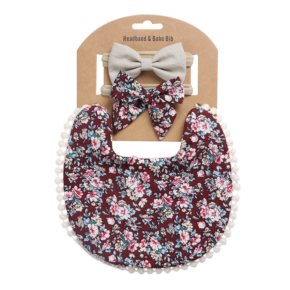 Linen Cotton Solid Color Printing Children Double-Sided Bib Bib Baby Saliva Pocket - Cindi Book