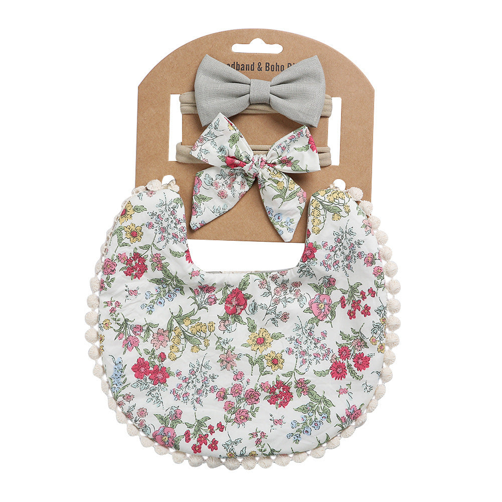 Linen Cotton Solid Color Printing Children Double-Sided Bib Bib Baby Saliva Pocket - Cindi Book