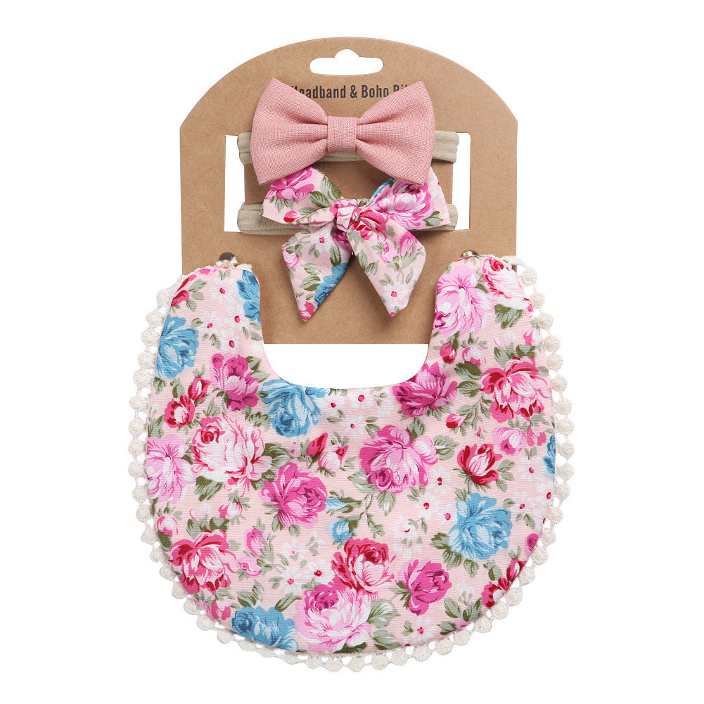Linen Cotton Solid Color Printing Children Double-Sided Bib Bib Baby Saliva Pocket - Cindi Book