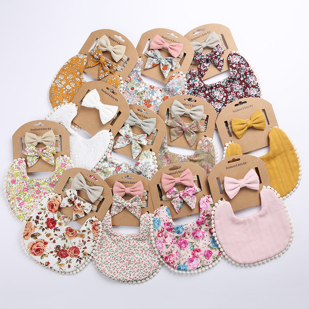 Linen Cotton Solid Color Printing Children Double-Sided Bib Bib Baby Saliva Pocket - Cindi Book