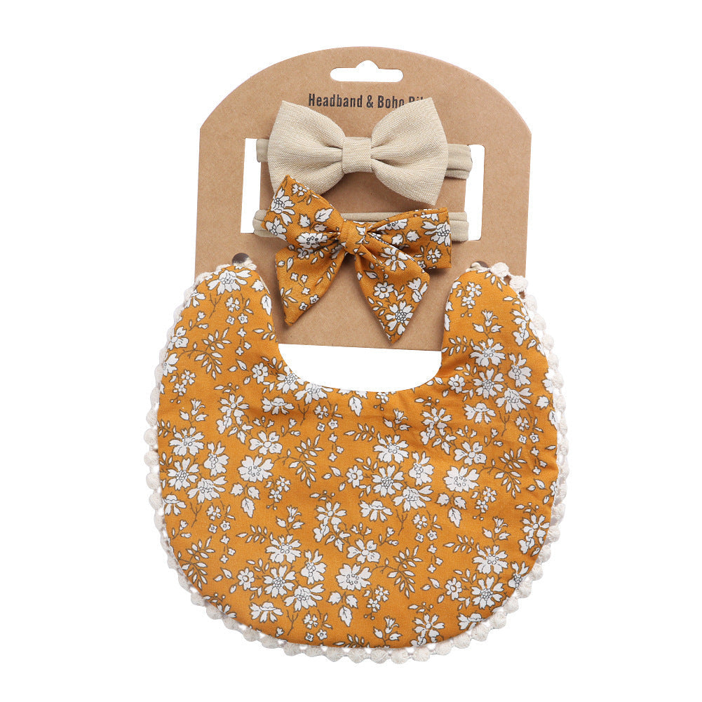 Linen Cotton Solid Color Printing Children Double-Sided Bib Bib Baby Saliva Pocket - Cindi Book
