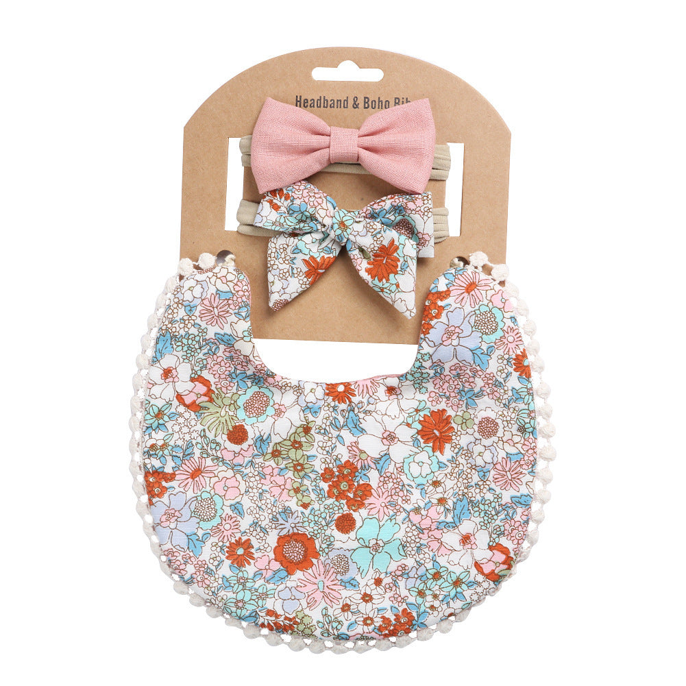 Linen Cotton Solid Color Printing Children Double-Sided Bib Bib Baby Saliva Pocket - Cindi Book