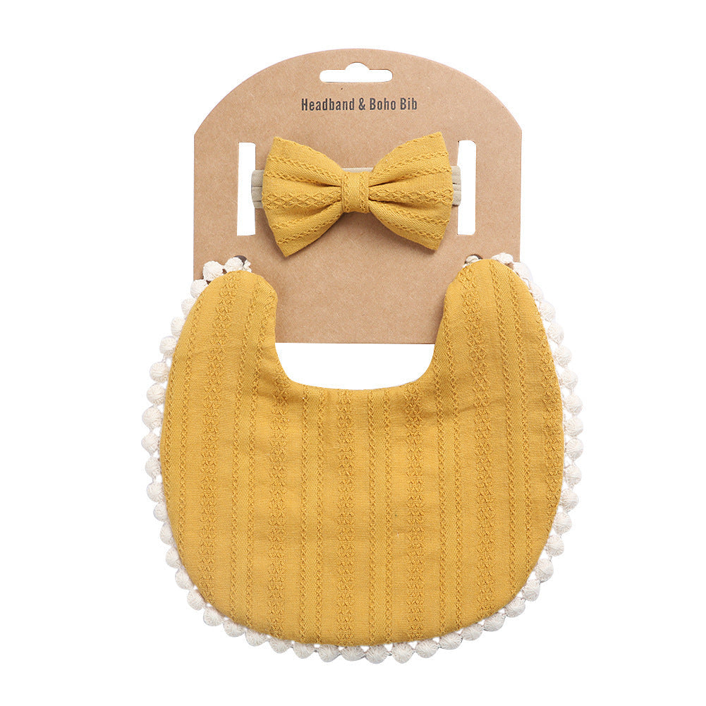 Linen Cotton Solid Color Printing Children Double-Sided Bib Bib Baby Saliva Pocket - Cindi Book