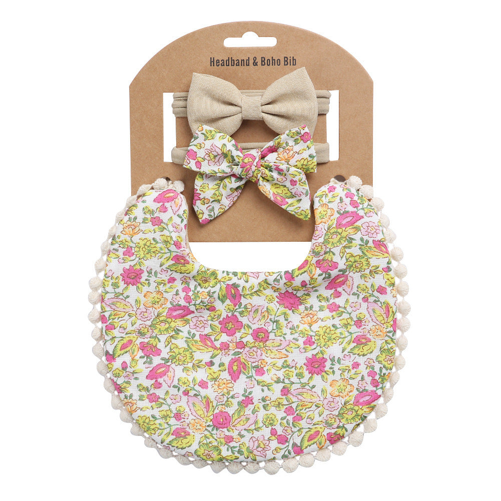 Linen Cotton Solid Color Printing Children Double-Sided Bib Bib Baby Saliva Pocket - Cindi Book