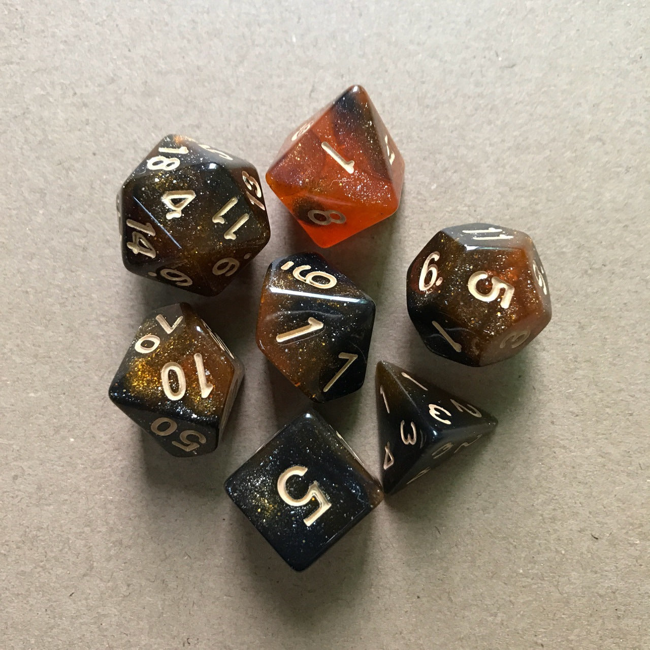 Starry Sky Two-color Multi-faced Dice Set, A Set Of Seven Digital Game Dice - Cindi Book