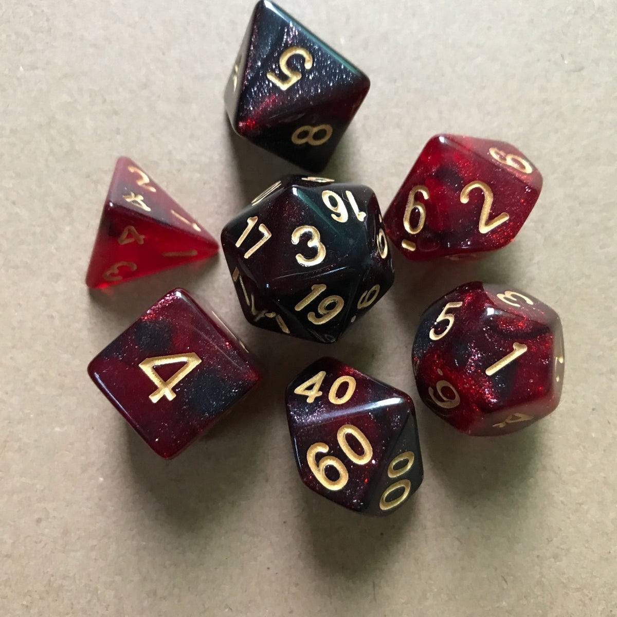 Starry Sky Two-color Multi-faced Dice Set, A Set Of Seven Digital Game Dice - Cindi Book