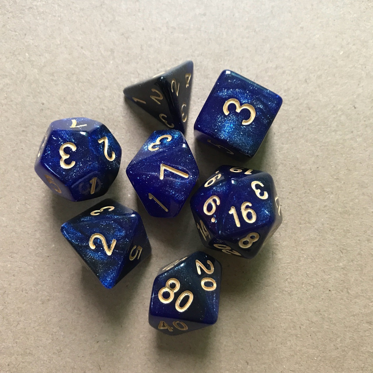 Starry Sky Two-color Multi-faced Dice Set, A Set Of Seven Digital Game Dice - Cindi Book
