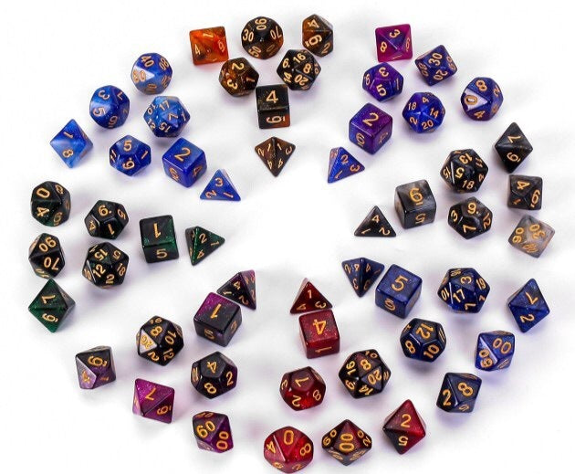 Starry Sky Two-color Multi-faced Dice Set, A Set Of Seven Digital Game Dice - Cindi Book