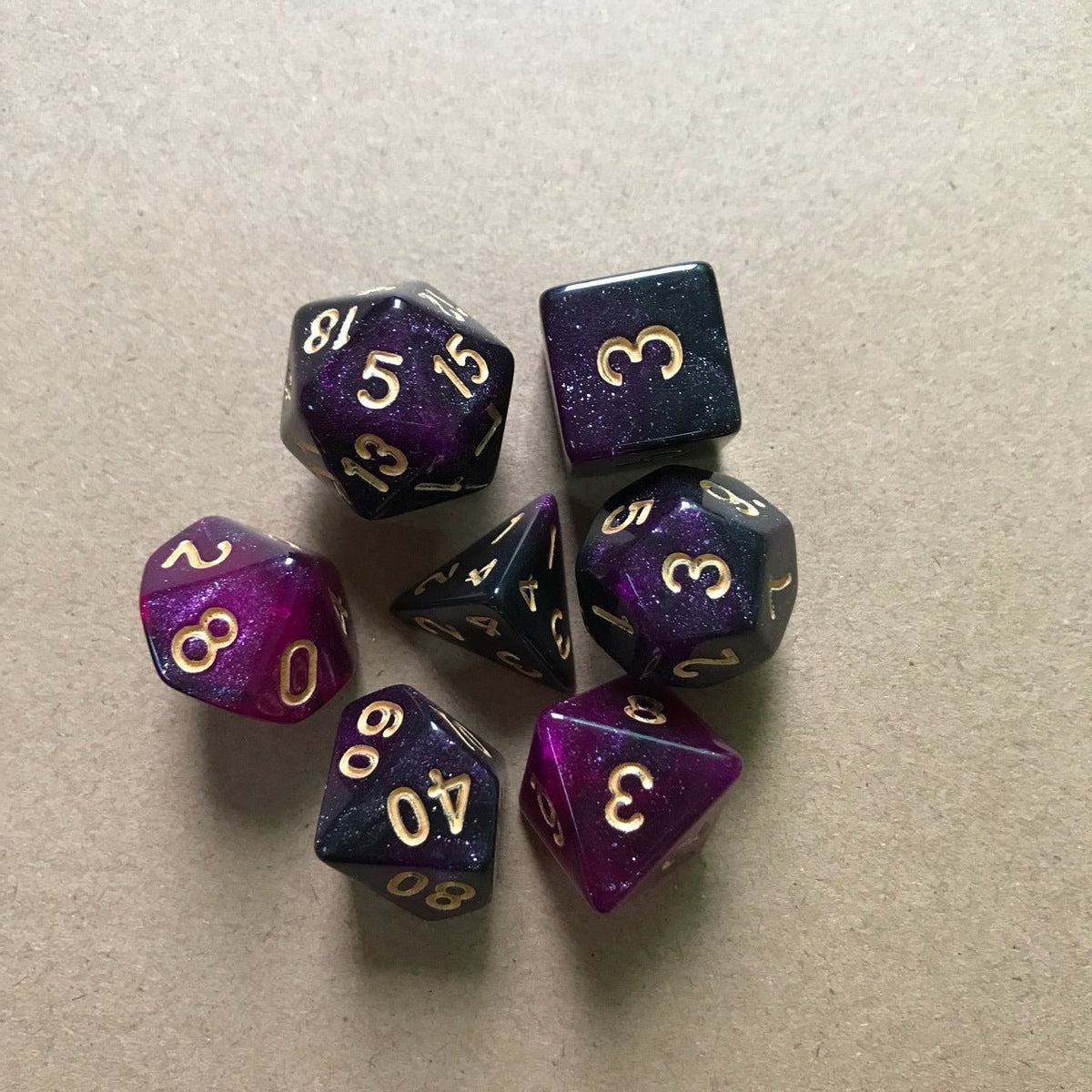 Starry Sky Two-color Multi-faced Dice Set, A Set Of Seven Digital Game Dice - Cindi Book