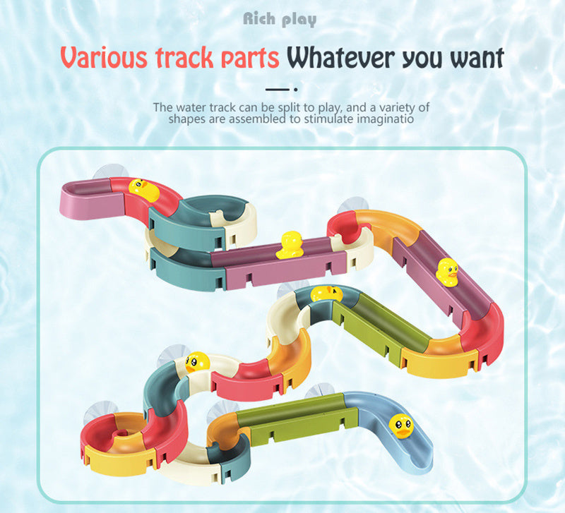 DIY Baby Bath Toys Wall Suction Cup Marble Race Run Track Bathroom Bathtub Kids Play Water Games Toy Set - Cindi Book