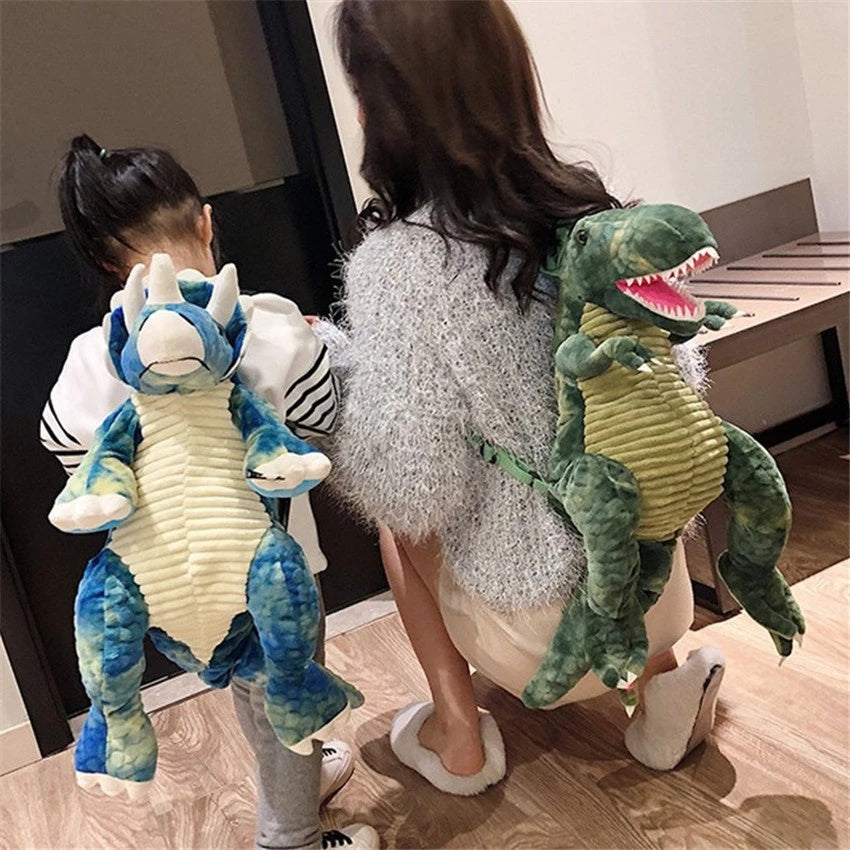 Creative 3D Dinosaur Backpack for Children Cartoon Animal Plush Dinosaurs Bag Cute Funny Parent-child Bags for Girl Boys - Cindi Book