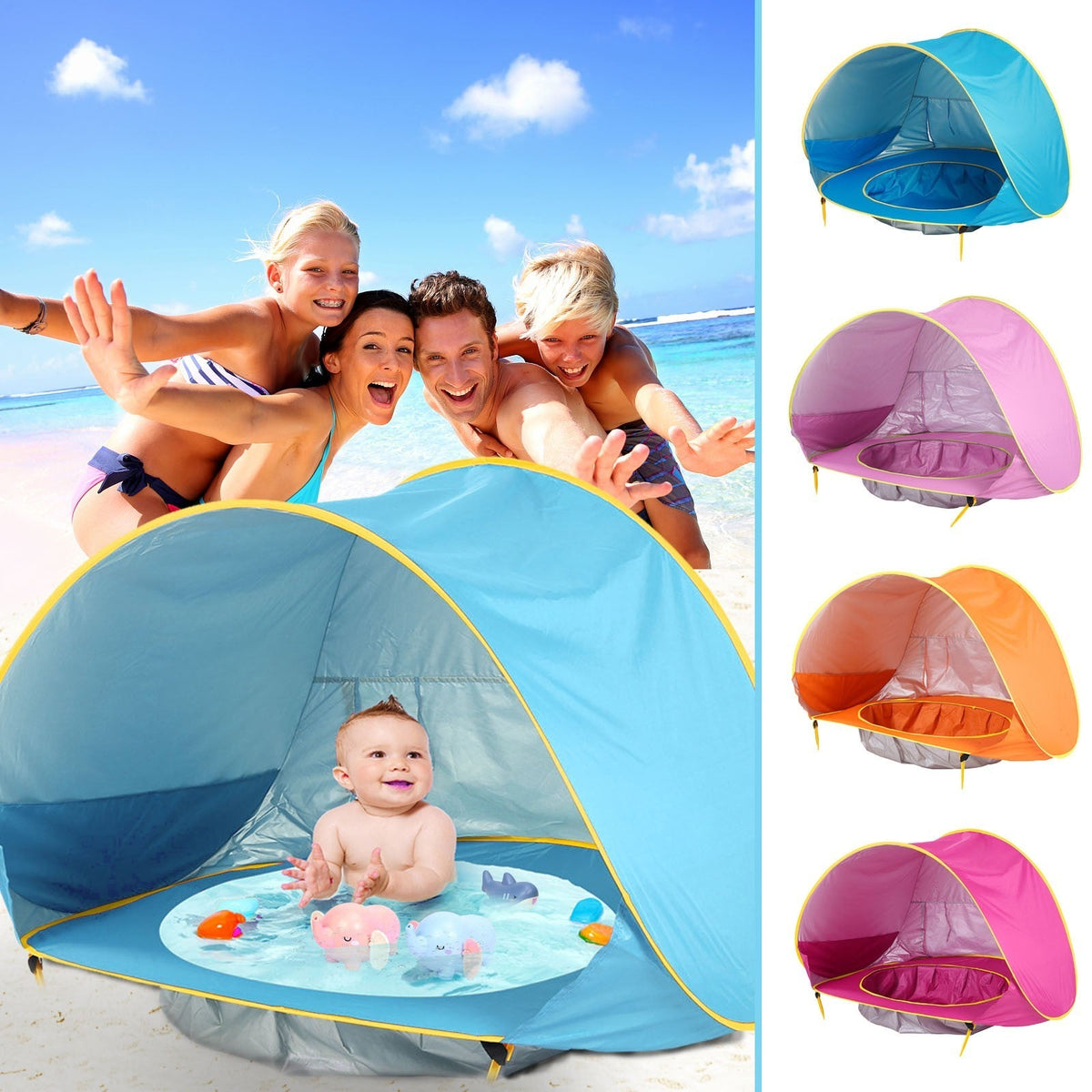 Baby Beach Tent Kids Outdoor Camping Easy Fold Up Waterproof  Up Sun Awning Tent UV-protecting - Cindi Book