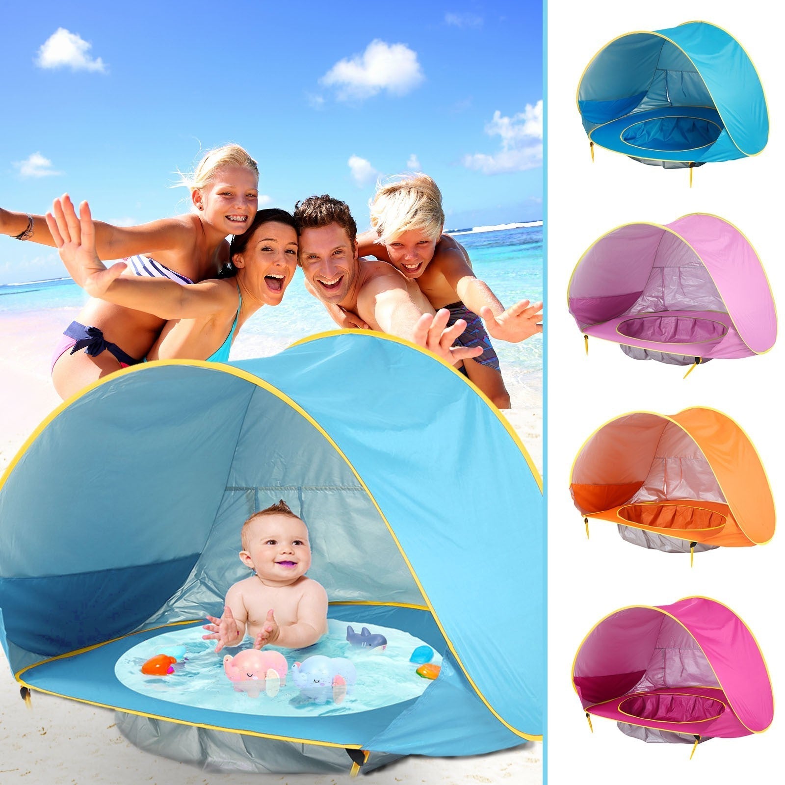 Baby Beach Tent Kids Outdoor Camping Easy Fold Up Waterproof  Up Sun Awning Tent UV-protecting - Cindi Book