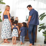 Family Matching Family Denim Sling Skirt Baby Girl Mom Dad Boy Boy Shirt Parent-Child - Cindi Book