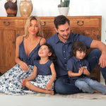 Family Matching Family Denim Sling Skirt Baby Girl Mom Dad Boy Boy Shirt Parent-Child - Cindi Book