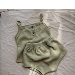 Baby Korean Summer Camisole Triangle Shorts Men And Women Baby Two-Piece Suit Ins - Cindi Book