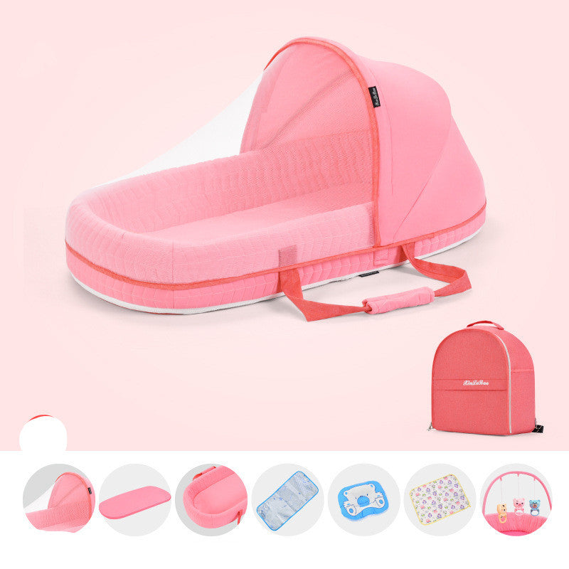 Baby Crib Multifunctional Folding Newborn Nest Toddler Bed Portable Sun Protection Mosquito Net Infant Camping Bed Travel Cot - Cindi Book