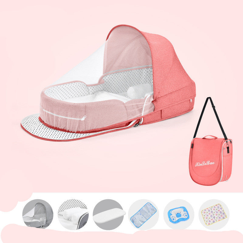 Baby Crib Multifunctional Folding Newborn Nest Toddler Bed Portable Sun Protection Mosquito Net Infant Camping Bed Travel Cot - Cindi Book