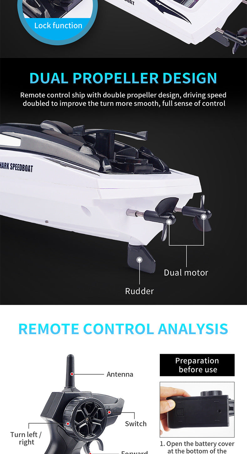 New Electric Shark RC Boat Vehicles Waterproof Swimming Pool Simulation Model Toys 2 In 1 High-speed Remote Control Boat - Cindi Book
