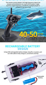New Electric Shark RC Boat Vehicles Waterproof Swimming Pool Simulation Model Toys 2 In 1 High-speed Remote Control Boat - Cindi Book