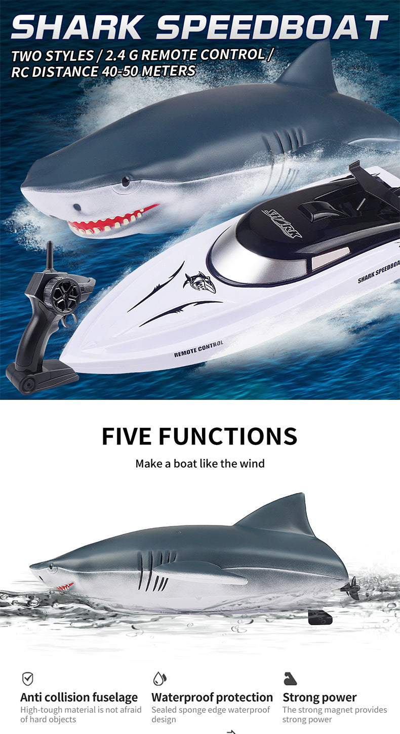 New Electric Shark RC Boat Vehicles Waterproof Swimming Pool Simulation Model Toys 2 In 1 High-speed Remote Control Boat - Cindi Book