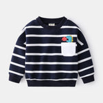 Spring Boys Striped Sweater Casual Loose Round Neck Pullover Sweater Cotton - Cindi Book