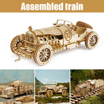 3D Wooden Puzzle Train Model DIY Wooden Train Toy Mechanical Train Model Kit Assembly Model Home Decoration Crafts - Cindi Book