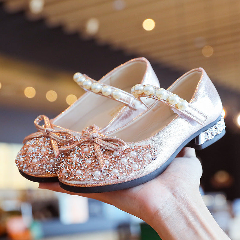 Leather Shoes Soft Sole Aisha Princess Shoes Children Crystal Shoes Flashing Baby Shoes - Cindi Book